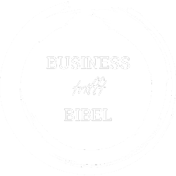 Das Haupt-Logo des Unternehmens Business trifft Bibel in weiß